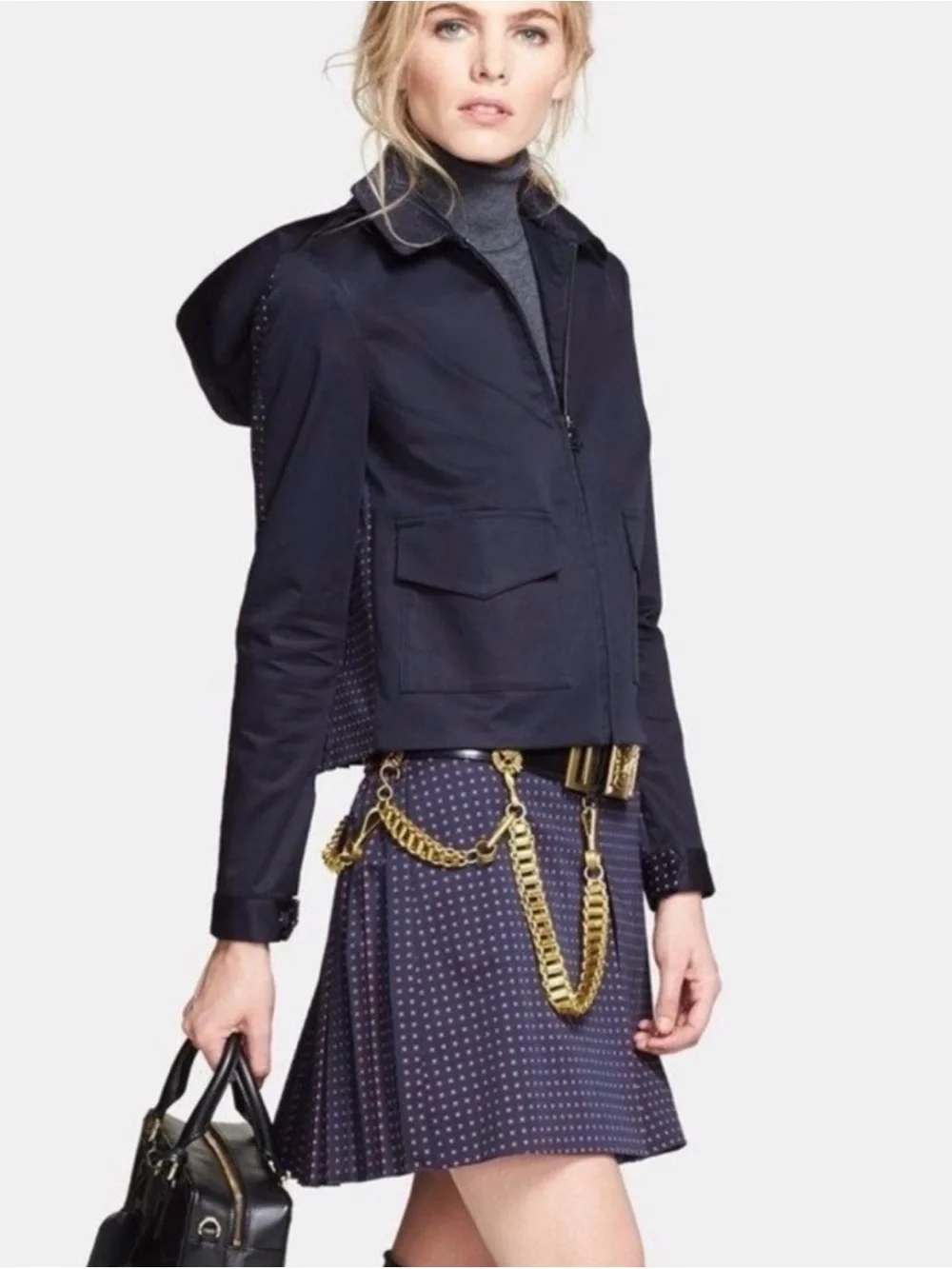 🔥 Tory Burch Runway Navy Klarissa Dot lined Skirt-Adorable!